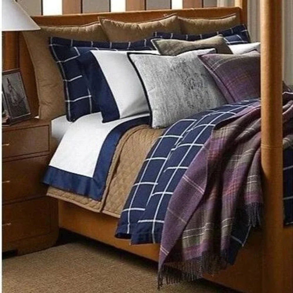 Ralph Lauren Cromwell Modern Equestrian Quilted Euro Sham‎ Camel Old Money NEW